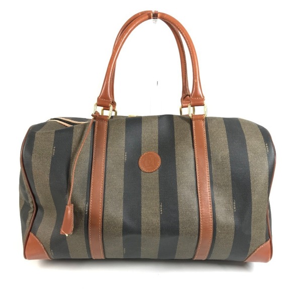 FENDI Handbags - FENDI Vintage Pecan Bag, Travel Boston Leather, Men's & Women's, Khaki